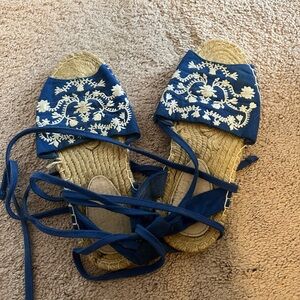 Blue Flat Espadrille Sandal